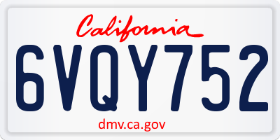 CA license plate 6VQY752