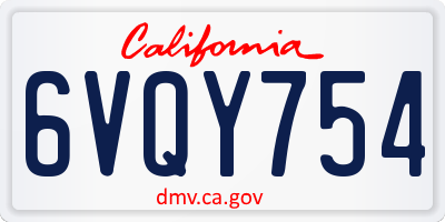 CA license plate 6VQY754