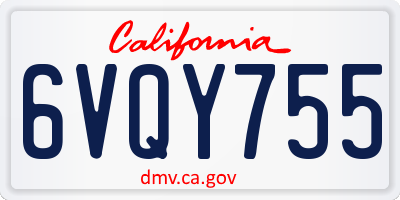 CA license plate 6VQY755