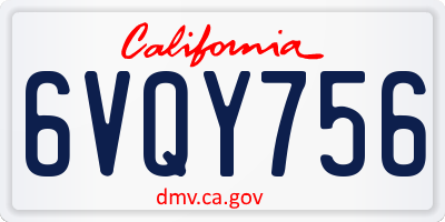CA license plate 6VQY756