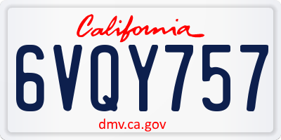 CA license plate 6VQY757