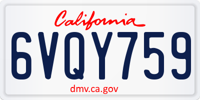 CA license plate 6VQY759