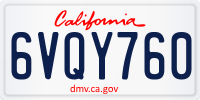 CA license plate 6VQY760
