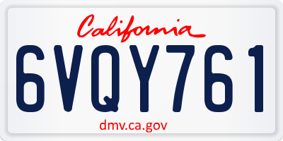 CA license plate 6VQY761
