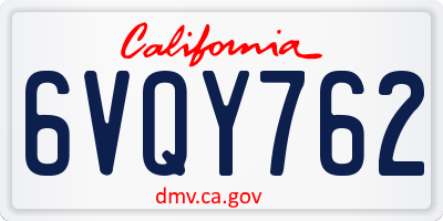 CA license plate 6VQY762