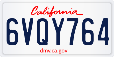 CA license plate 6VQY764