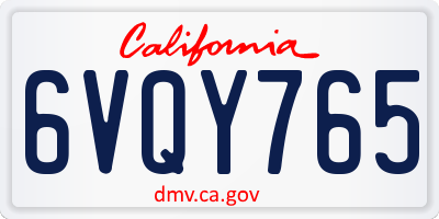 CA license plate 6VQY765