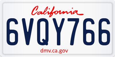 CA license plate 6VQY766