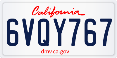 CA license plate 6VQY767