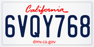 CA license plate 6VQY768