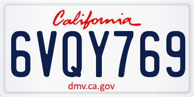 CA license plate 6VQY769
