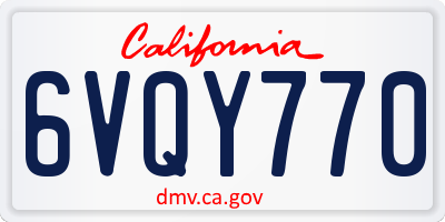 CA license plate 6VQY770