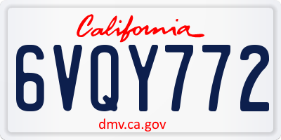 CA license plate 6VQY772