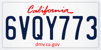 CA license plate 6VQY773