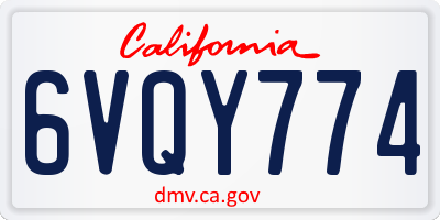 CA license plate 6VQY774