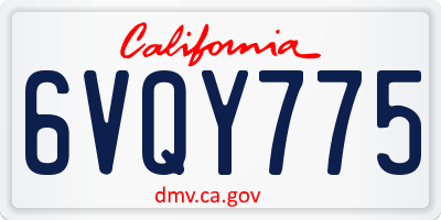 CA license plate 6VQY775