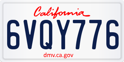 CA license plate 6VQY776