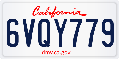 CA license plate 6VQY779