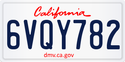 CA license plate 6VQY782
