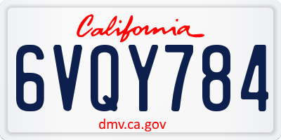 CA license plate 6VQY784
