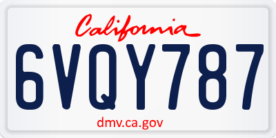 CA license plate 6VQY787