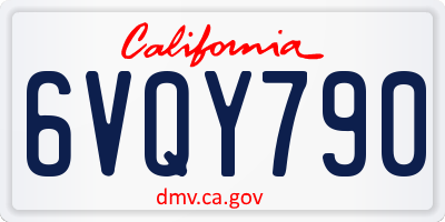 CA license plate 6VQY790