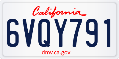 CA license plate 6VQY791