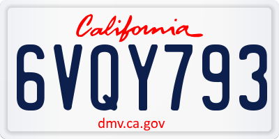 CA license plate 6VQY793
