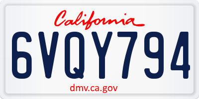 CA license plate 6VQY794