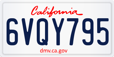 CA license plate 6VQY795