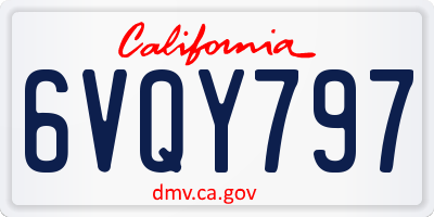 CA license plate 6VQY797