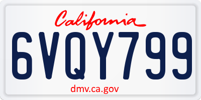 CA license plate 6VQY799