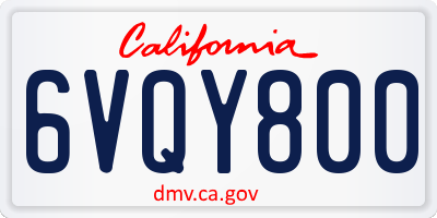 CA license plate 6VQY800