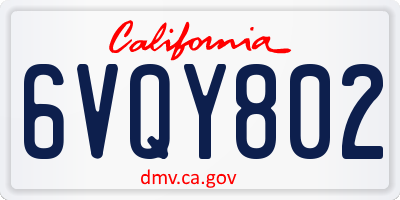 CA license plate 6VQY802