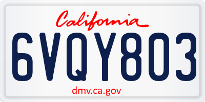 CA license plate 6VQY803