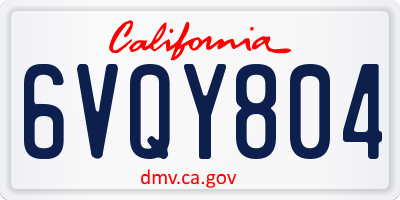CA license plate 6VQY804