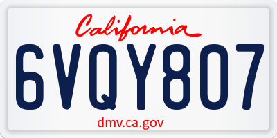 CA license plate 6VQY807