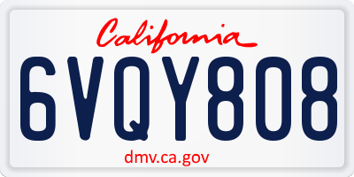 CA license plate 6VQY808