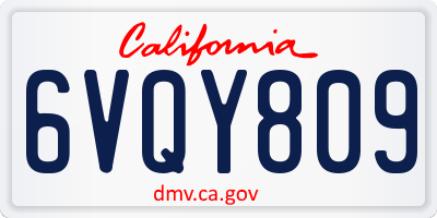 CA license plate 6VQY809