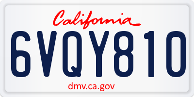 CA license plate 6VQY810
