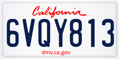 CA license plate 6VQY813