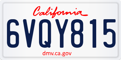 CA license plate 6VQY815