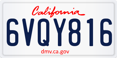 CA license plate 6VQY816