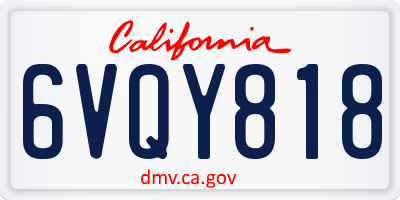 CA license plate 6VQY818