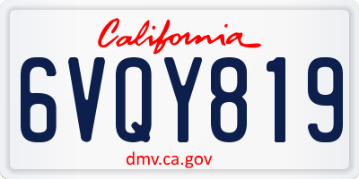 CA license plate 6VQY819