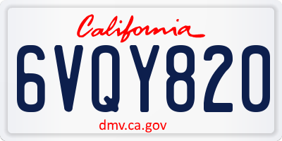CA license plate 6VQY820
