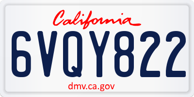 CA license plate 6VQY822