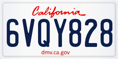 CA license plate 6VQY828