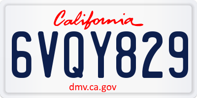CA license plate 6VQY829