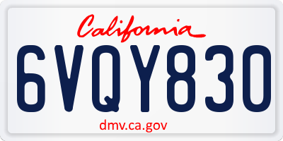CA license plate 6VQY830